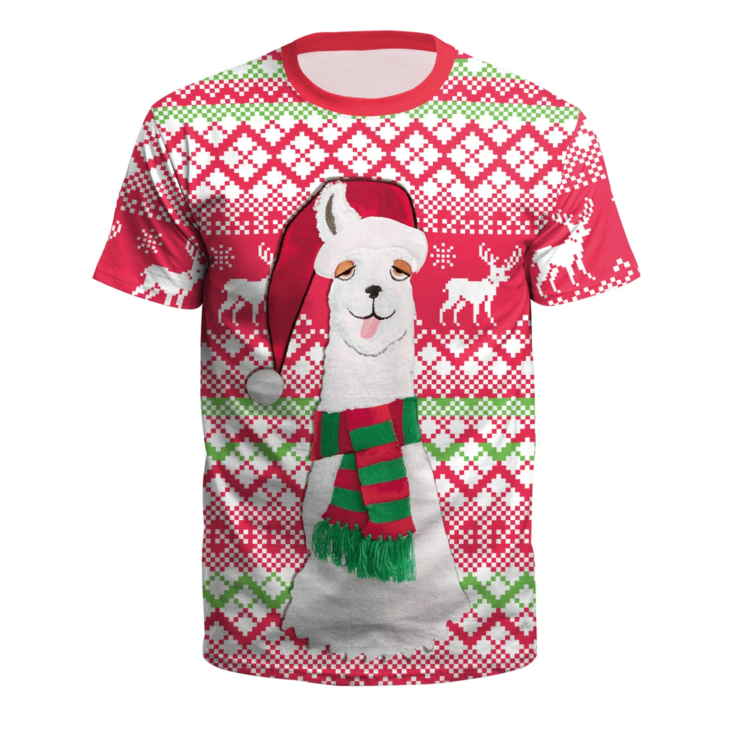 

Hot 2019 Christmas Alpaca Digital Print Explosive Short Sleeve T-Shirt