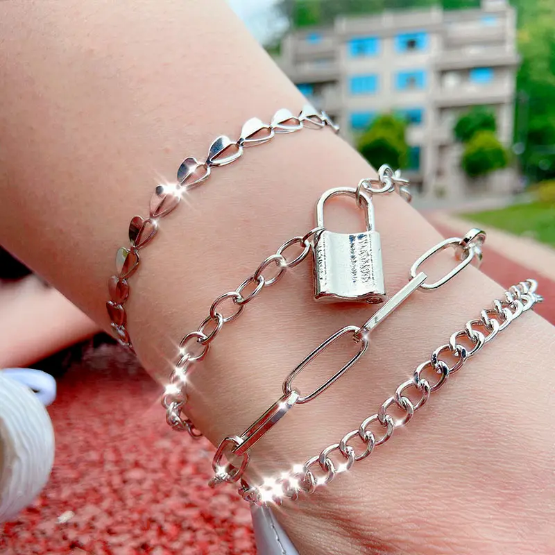Cender Simple Style With Lock Anklet Silver Color Stainless Steel Foot Chain for Women Summer Beach Holiday Anklets Jewelry Cender Simple Style With Lock Anklet Silver Color Stainless Steel Foot Chain for Women Summer Beach Holiday Anklets Jewelry