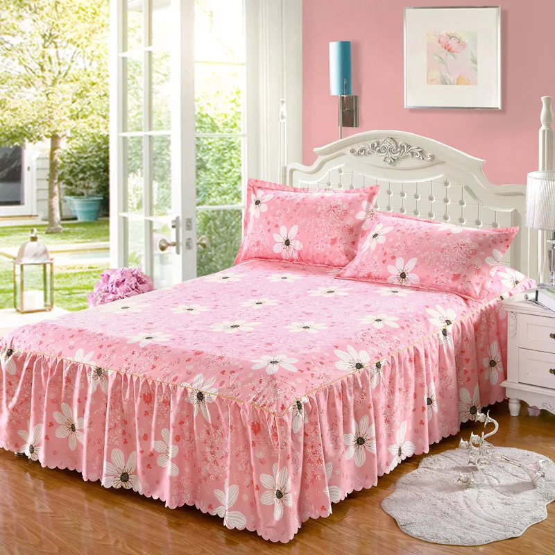 Bed Skirt-14 Модный корейский стиль саржевое изысканное нескользящее покрывало шлифованная кровать юбка принцесса Одиночная Двойная Толстая кровать 2,0 м кровать - Цвет: Bed Skirt-14