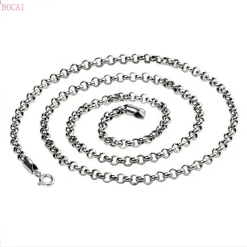 

BOCAI s925 sterling silver necklace thai silver jewelry 3mm chain men's and women's necklaces sweater chain bone chain necklace