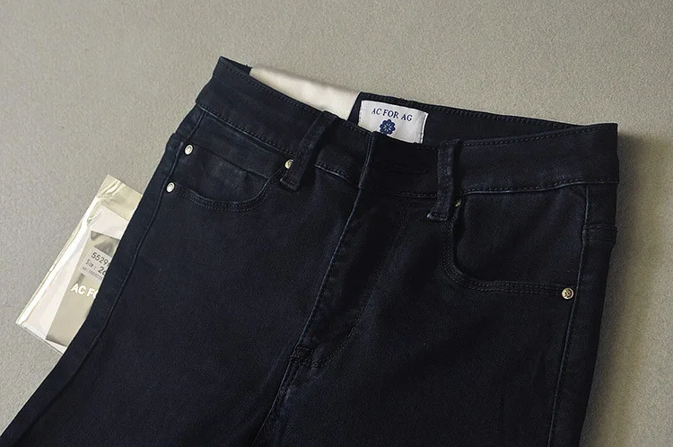 Осень стиль западный стиль Slim Fit для похудения acforag с высокой талией эластичные джинсы зауженные брюки женские