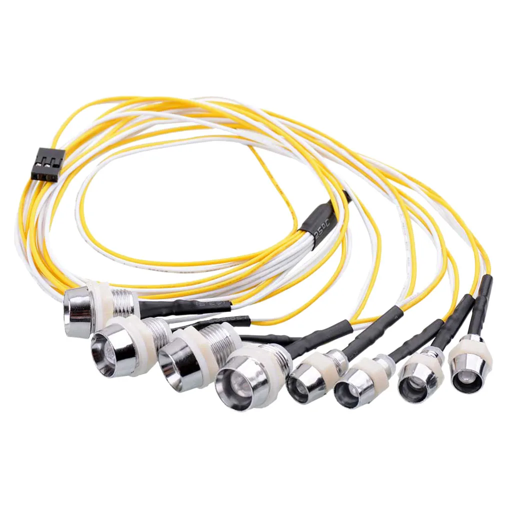 5mm/8mm LED Light Bright 2 Red & 2 White & 4 Yellow Lamp 3-9V for 1/5 1/8 1/10 1/12 1/16 RC Car Decor