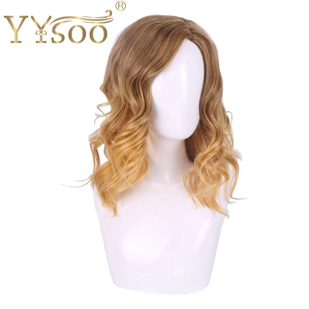 YYsoo 14 ''женский парик для косплея короткий Боб волнистый блонд Омбре