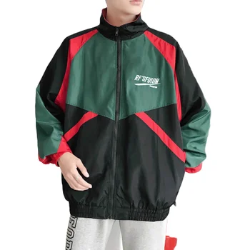 

Jackets Men Letter Printed Patchwork Leisure Harajuku Hip Hop Jacket Mens Trendy Windbreaker Zipper Tracksuit Thin Jackets Coats