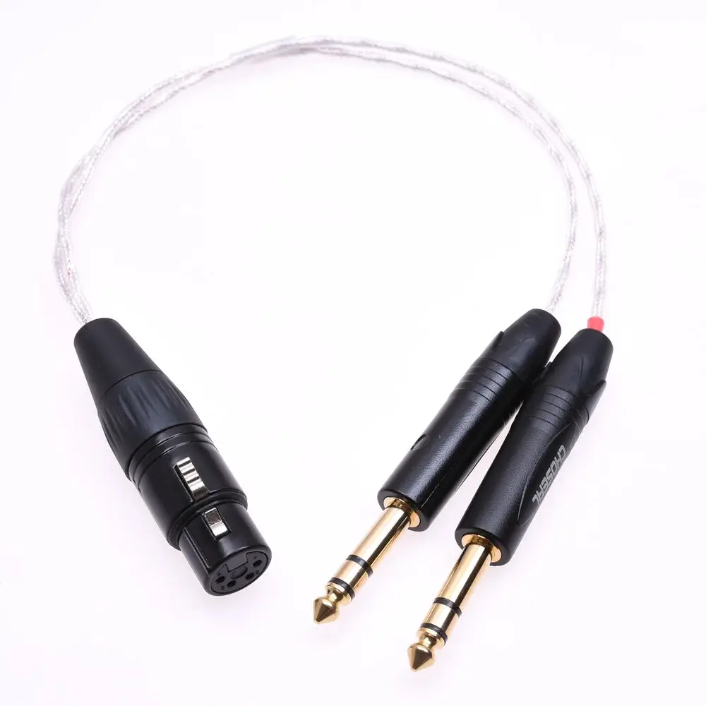 Clear Silver Plated Shield Cable for Mytek Brooklyn DAC 2 1//4 6.35mm Male to 4-pin XLR Female Balanced Adapter