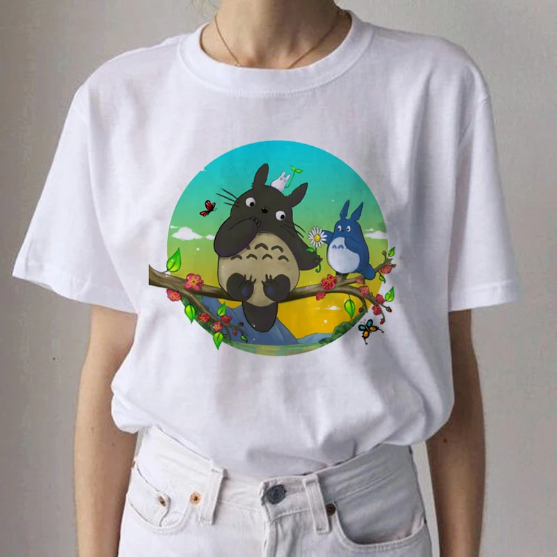 Totoro Studio Ghibli Kawaii Harajuku футболки для женщин Miyazaki Hayao забавная футболка с героями мультфильмов Мода 90s милая футболка Футболки женские - Цвет: 9160