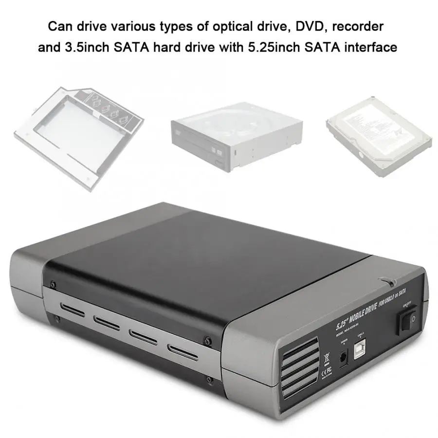 5.25in оптический привод коробка внешний USB2.0 SATA Интерфейс компьютерных аксессуаров подходит для Windows XP/7/8/10 OS 9,0 или более поздней версии
