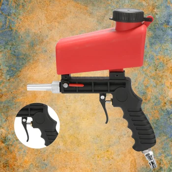 90psi Portable Gravity Sandblasting Gun Pneumatic Small Sand Blasting Machine Adjustable Derusting Sandblast Spray Gun Tool Set toro portable sand blaster pneumatic sand blasting gun sandblasting upper pot with flow adjustment switch sandblasting gun