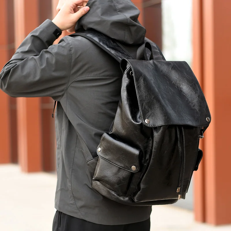 

Fashion Men Pu Leather Backpack High Quality Scratchproof Male Laptop Rucksack Leisure Travel Notebook Knapsack Homme Mochila