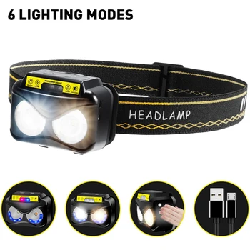 

Upgraded LED HeadLamps Sensor Rechargeable Headlight Flashlight Torch Portable lantern for Running Camping Fishing Cycling