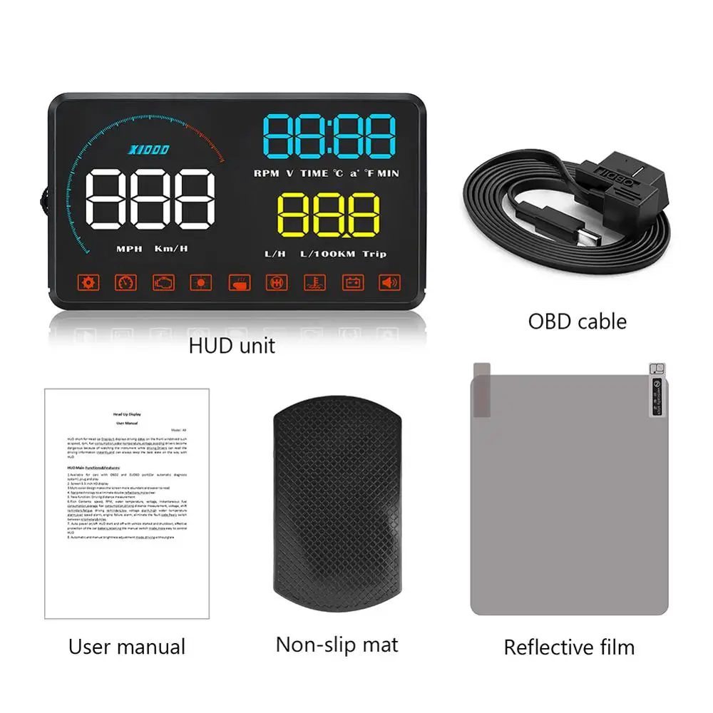 OBD2 автомобильный Hud Дисплей Измеритель Скорости 5 &quotHD светодиодный лобовое