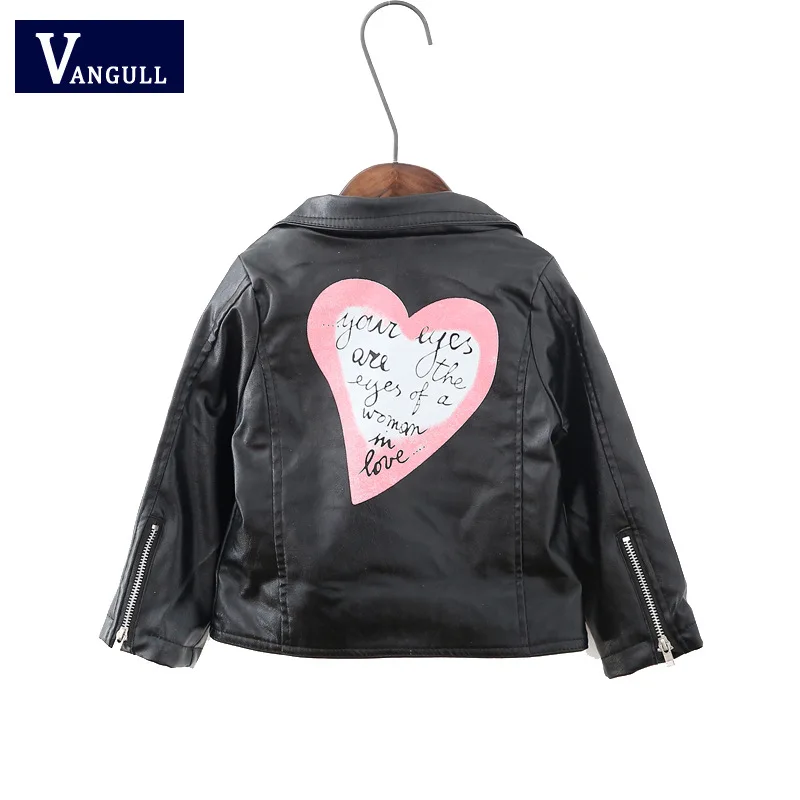 

2018 Spring And Autumn Fold-down Collar Black And White with Pattern Cropped Jacket behind Applique Heart Leather Coat Zipper Ha