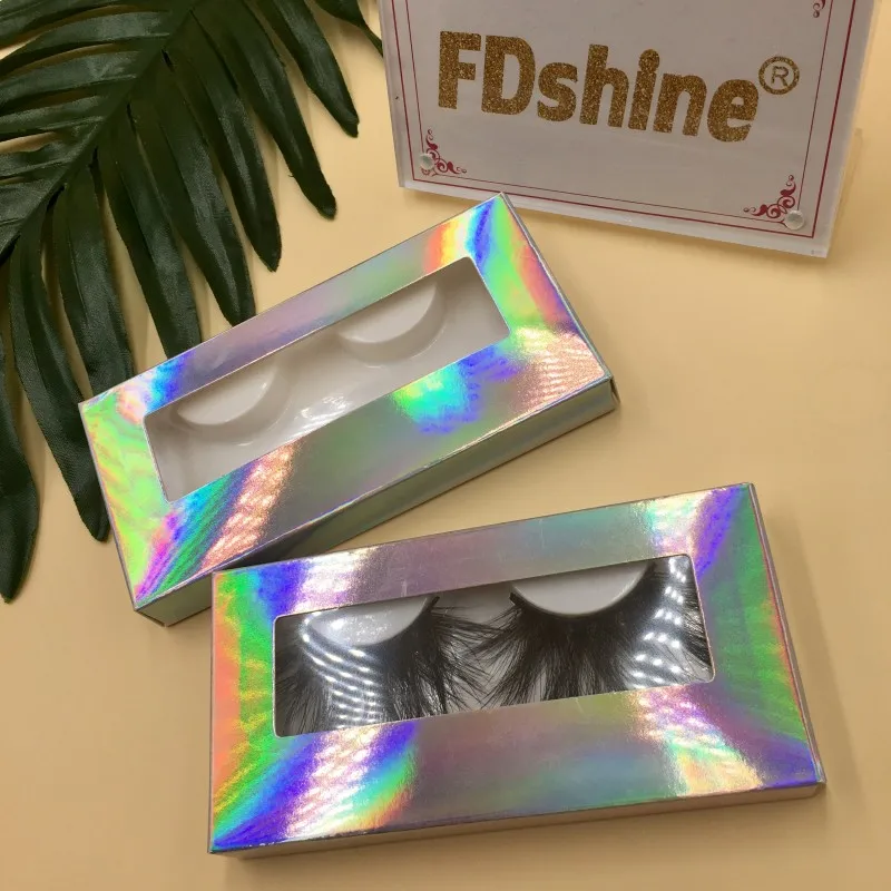 FDshine 6 пар/лот 27 мм ресницы с голографической упаковкой ресниц настоящие норковые ресницы