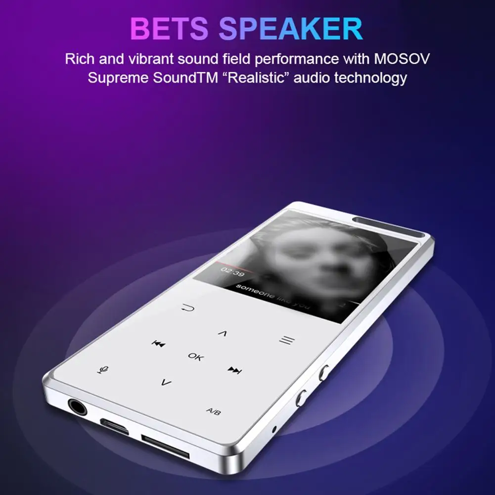 MP3-плеер Bluetooth Внешний сенсорный экран музыкальный плеер с экраном 2,4 дюйма и емкостью аккумулятора 800 мАч