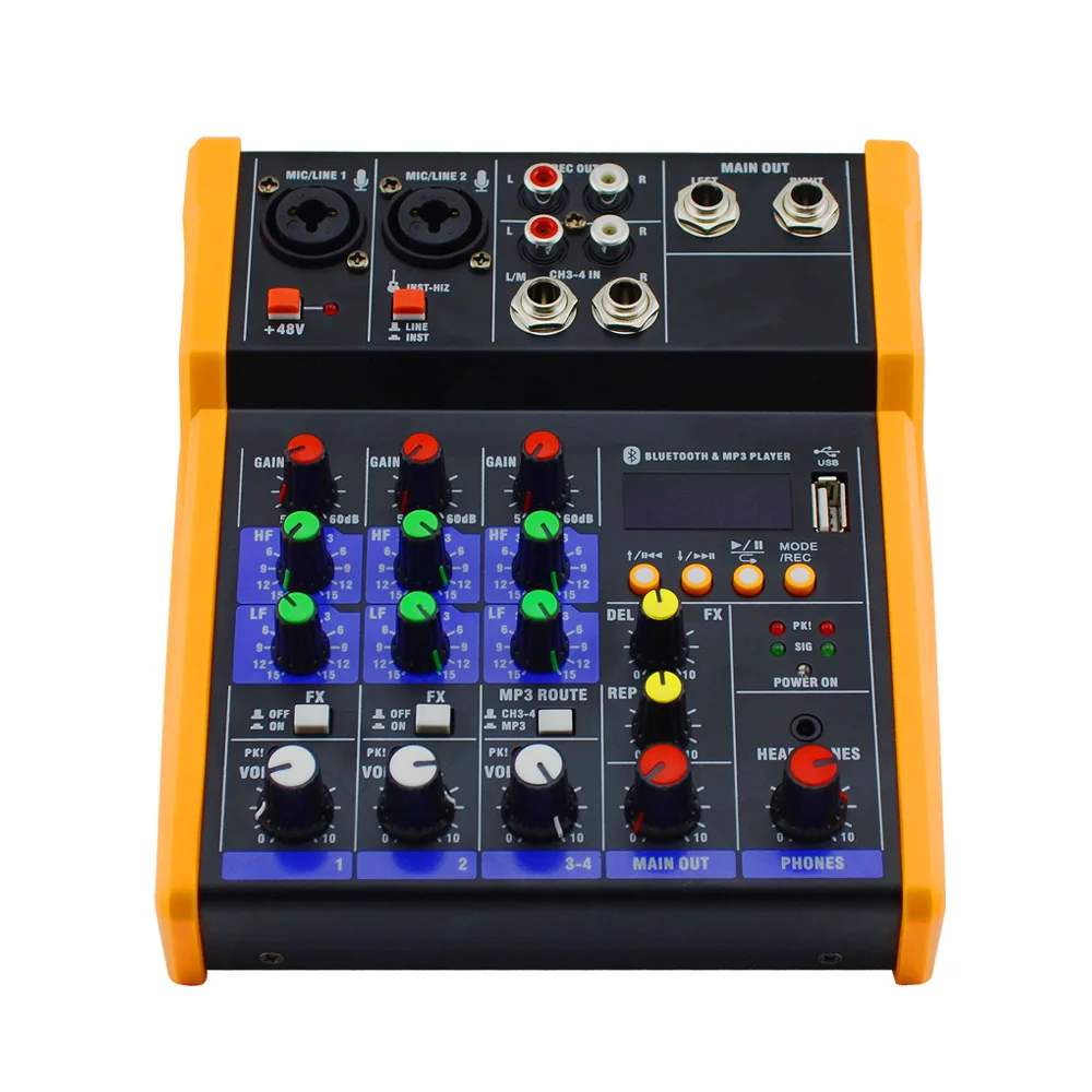 G4 Wireless 4-channel Audio Mixer Portable Sound Mixing Console USB Interface MP3 Computer Input 48V Phantom Power Monitor