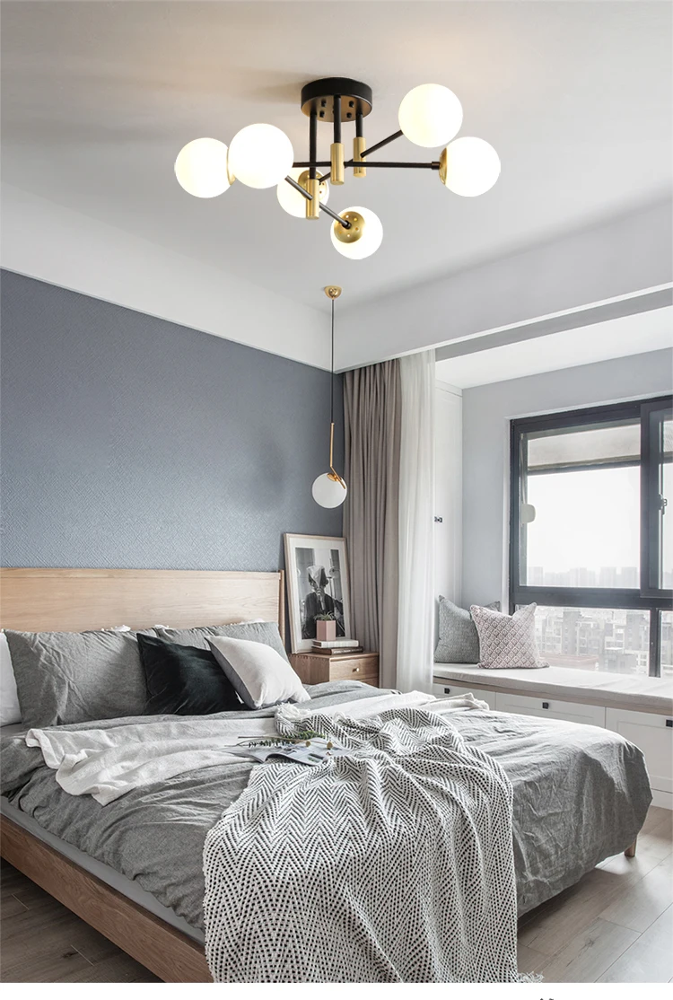 Bola de Vidro Nordic Breve Ceiing Lustre Moderna Sala Estar Luminária Teto Lighst Creativeh Lampara Led 8 de teto com bola de vidro breve,