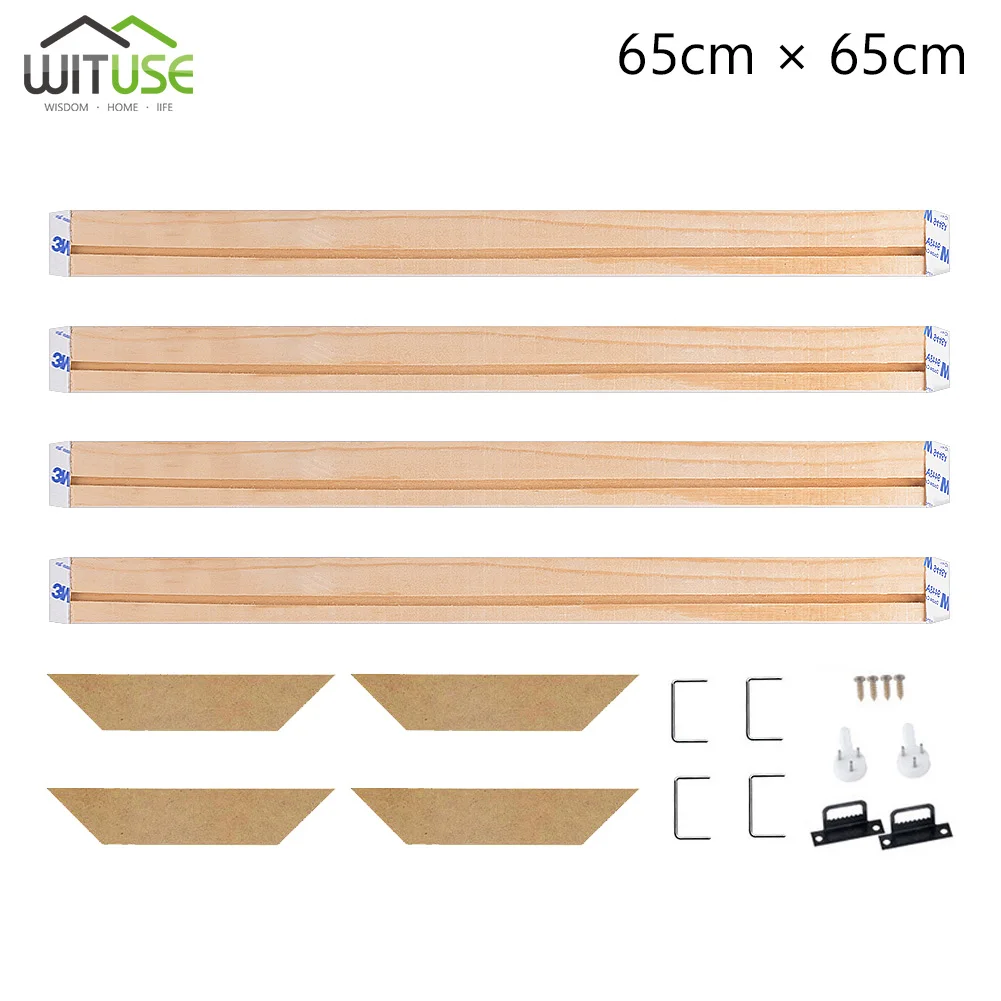65x65cm 4Pcs/Set Wood Canvas Print Frame Bar Stretcher Strip Bar Frame For Canvas Painting Art Gallery Wrapped Painting Frames - Цвет: 65x65cm