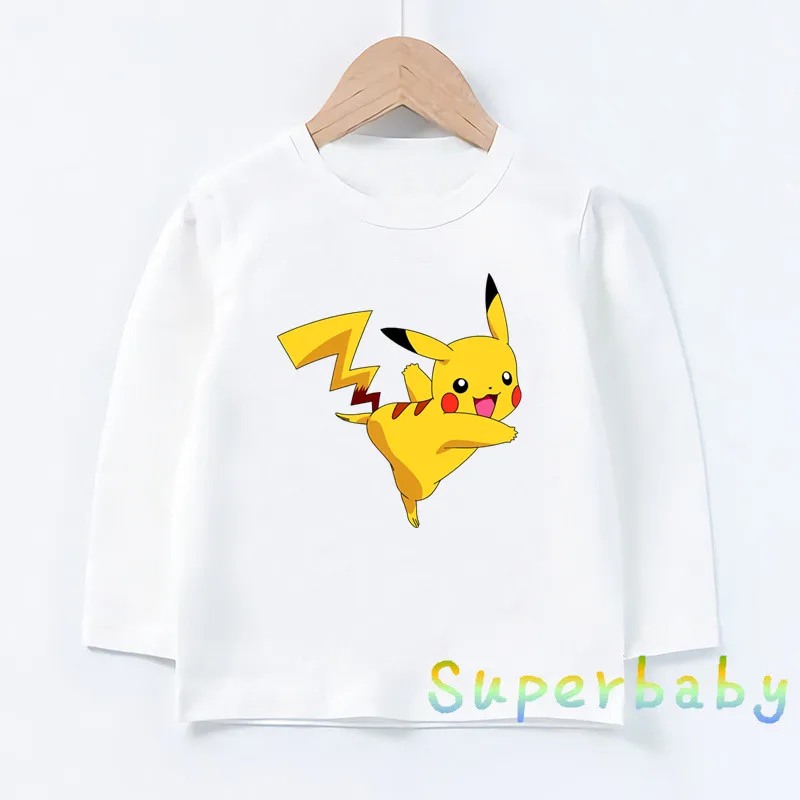 Children POKEMON GO Pikachu Print T shirt Baby Boys Girls Cartoon Funny Tops Kids Long Sleeve T-shirt,LKP2080 - Цвет: LKP2080-N