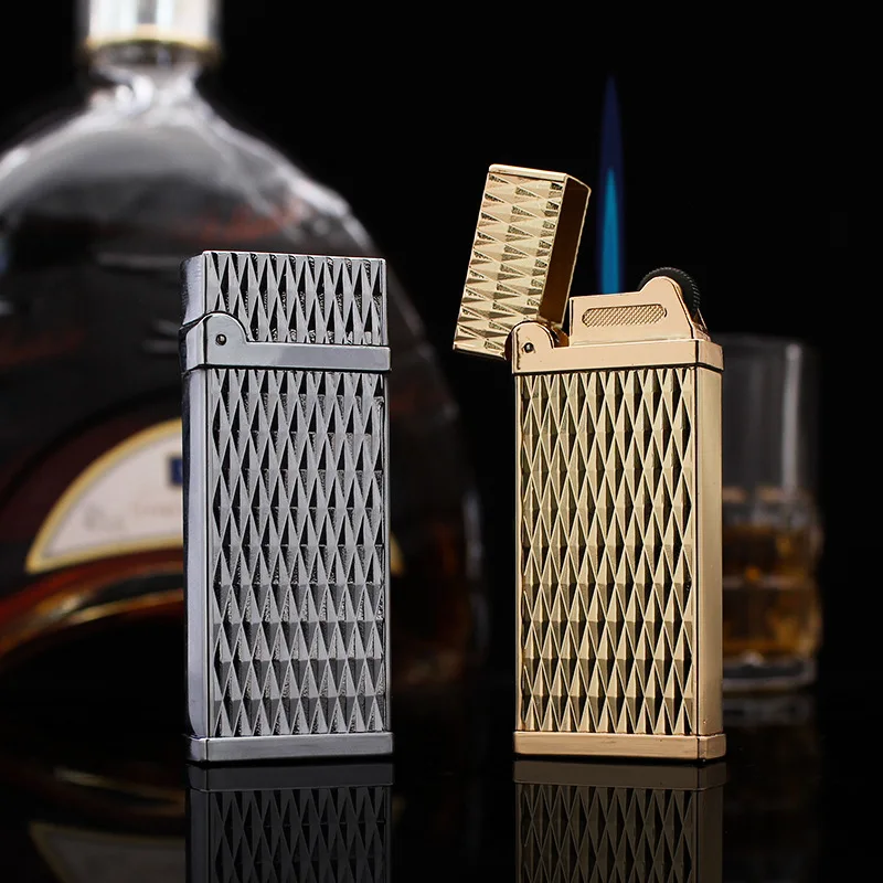 Windproof Grinding Wheel Cigarette Lighter Refillable Butane Gas Torch Jet Cigar Lighter Gadgets for Men