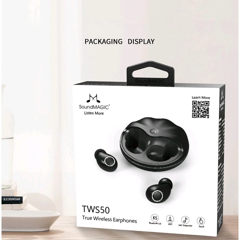 Новинка, TWS SoundMAGIC TWS50, настоящие беспроводные Bluetooth наушники, наушники-вкладыши для бега, спортивные, IPX7, водонепроницаемые, для мобильного телефона, универсальные