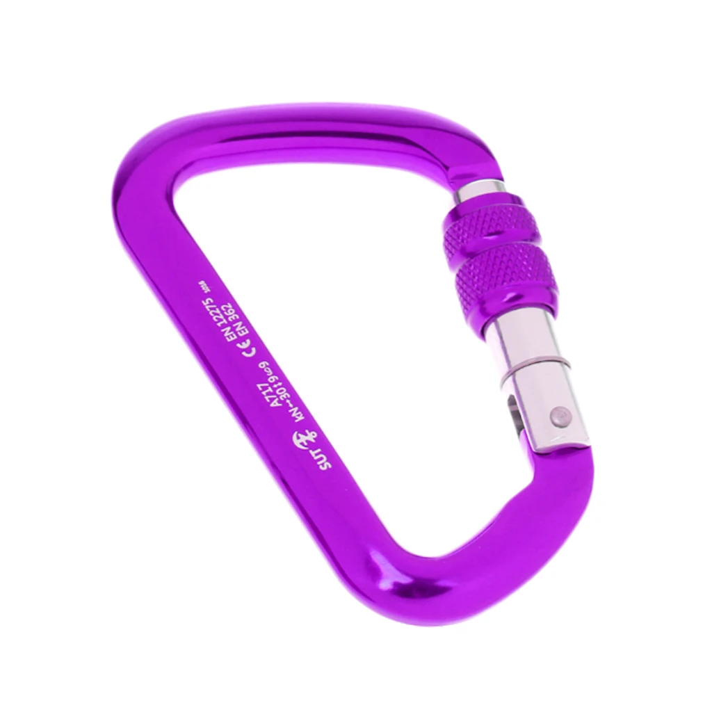 30KN Aluminum Alloy D Carabiner Screw Lock Hook for Rock Climbing Caving Rescue Camping Hiking Climbing Accessories
