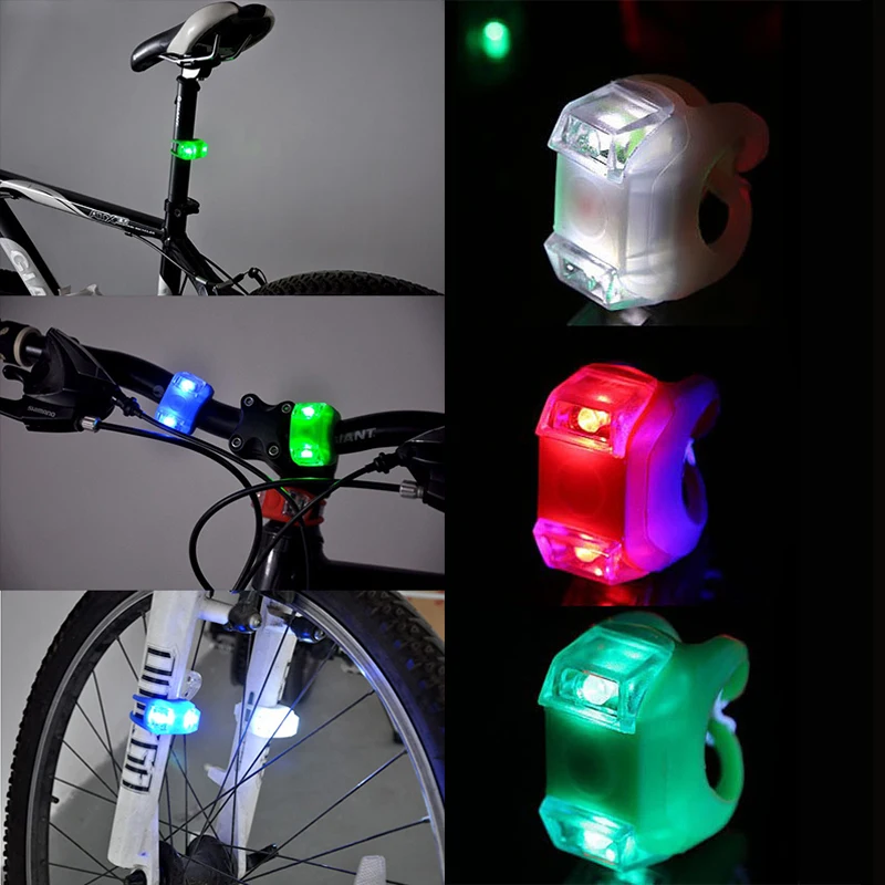 Bicycle Light Bicycle LED Light Silicone Bicycle Light Handlebar Seatpost Front and Rear Wheel LED Flash Waterproof Night Ride Warning Sports Color : Black 