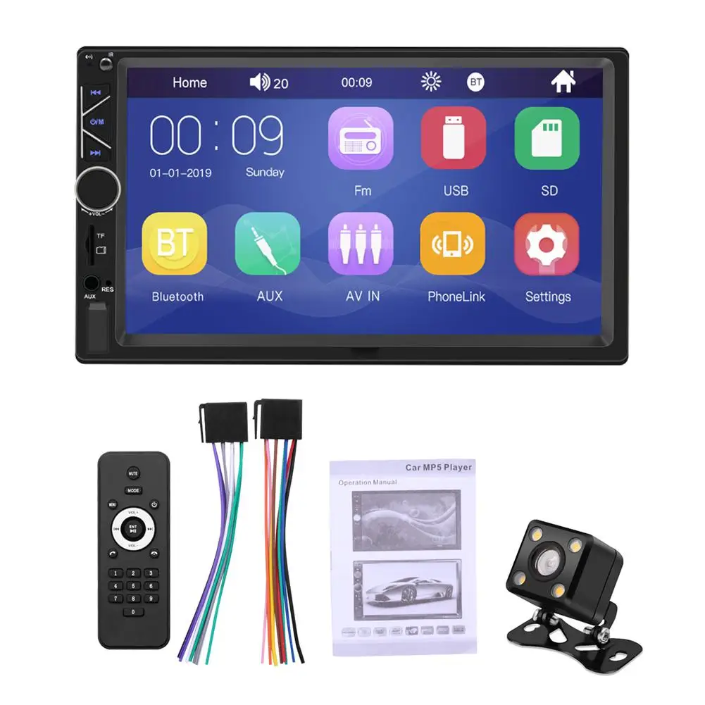 Сенсорный экран WIN-CE Bluetooth стерео радио 7 дюймов 2 Din HD MP5 плеер USB/TF FM Bluetooth плеер Поддержка IOS/Android зеркало
