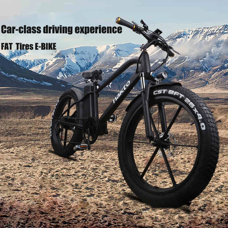 Горный велосипед Гибридный Pas внедорожный Ebike 26 дюймов Fat E-bike 48V500W электрическая Встроенная литиевая аккумуляторная батарея Электрический Снежный велосипед