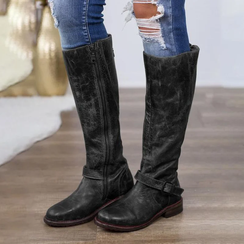 LZJ/ модная обувь; женские зимние ботинки в стиле стимпанк, готика, ретро, панк, с пряжкой, в военном стиле; botas mujer