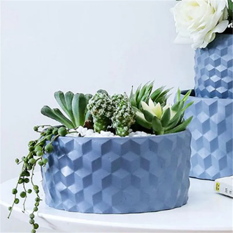 

Big Round Concrete Flower Pot Making Silicone Planter Mould Handmade Cement Vase Molds