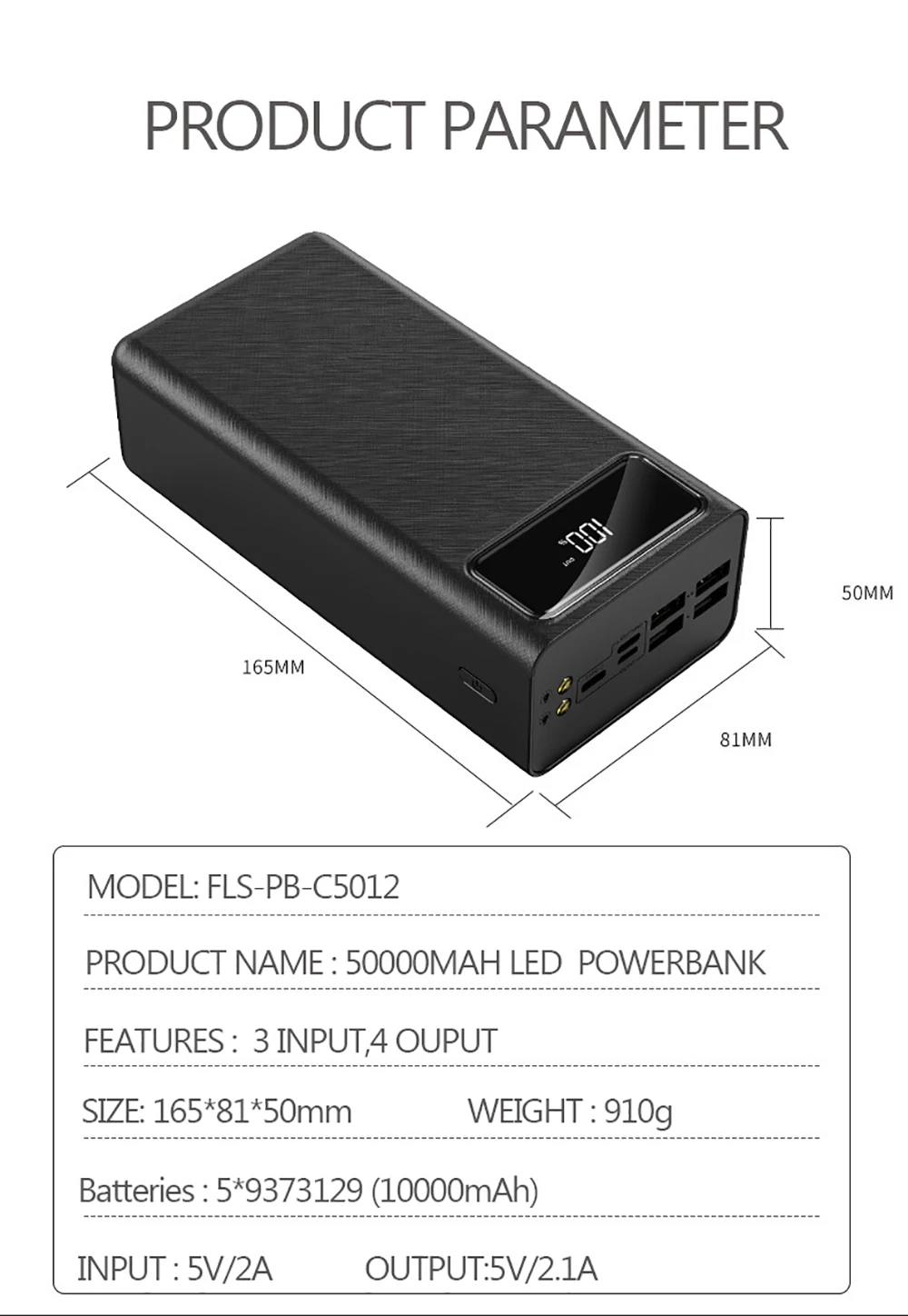 Power Bank 50000mAh Portable Charger LED Light Poverbank Powerbank 50000 mAh External Battery For iPhone Xiaomi Samsung Huawei