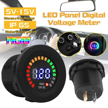 

Round Waterproof Car DC 12V Voltage Meter RGB LED Panel Mini Digital Voltage Volt Meter Display Voltmeter for Motorcycle Car