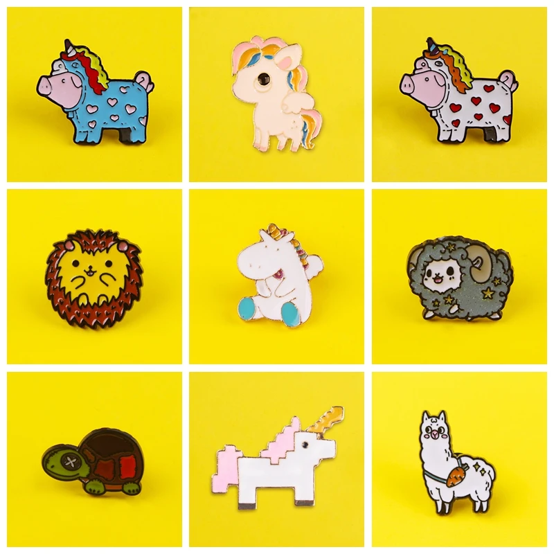 Прекрасный значки с единорогом для одежды на рюкзак изображением милых животных