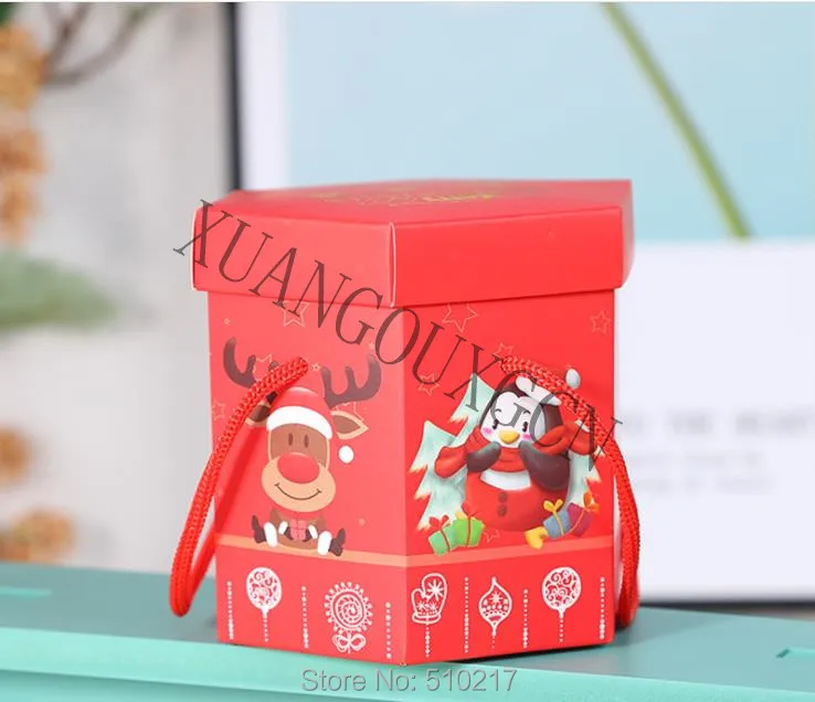 200pcs New year candy box paper apple Gift Box Santa Claus festival party favor ornament Christmas DIY Decoration ornament