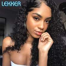 Lekker Kinky Curly 4x4 HD Lace Closure Human Hair Wig For Women Pre Plucked Glueless Brazilian Remy Natural Lace Front Jerry Wig