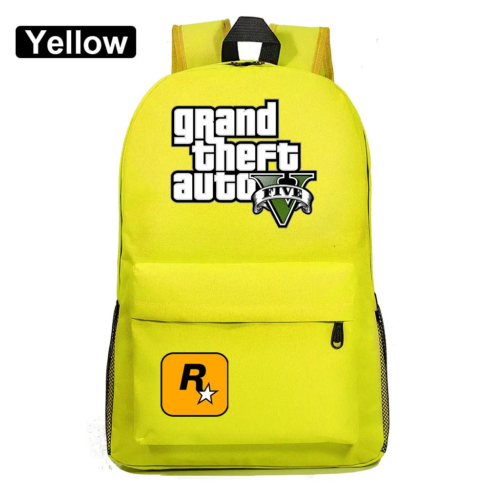 Модная популярная игра GTA5 Grand Theft Auto V мальчик девочка книжный школьный рюкзак женская сумка пакет школьная сумка для подростков мужской студенческий рюкзак - Цвет: 16