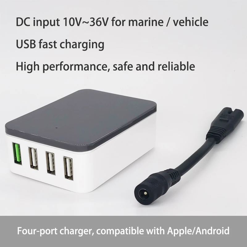 

Fast Quick Charger DC12V 24V 36V Input Car Marine USB Port 4USB charger QC2.0 QC3.0 AFC FCP Quick charge