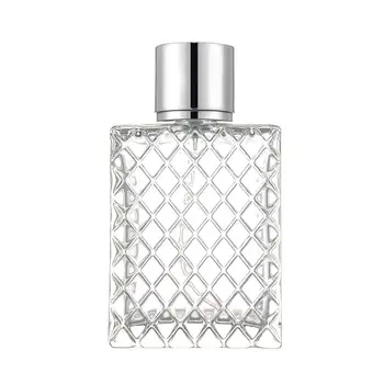

100ml Travel Portable Square Grids Clear Refillable Bottle Perfume Glass Empty Pump Bottle Spray Atomizer Cosmetic Containers