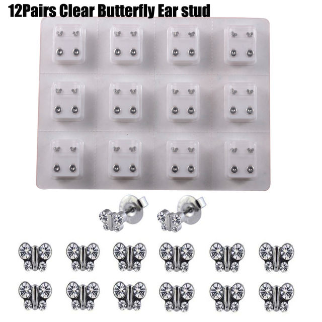 Sterilized Dozen Pack Gold & Silver Color Ear Cartilage Tragus Piercing Stud Earring Mixed Colors Shape Star Heart Pearl