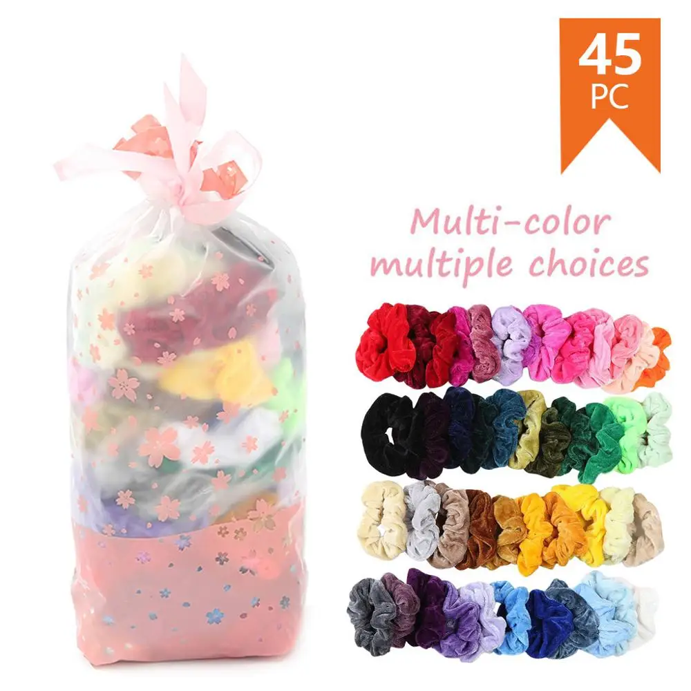 45 Pcs Premium Velvet Hair Scrunchies Hair Bands Scrunchy Hair Ties Ropes Scrunchie for Women or Girls Hair Accessories#D