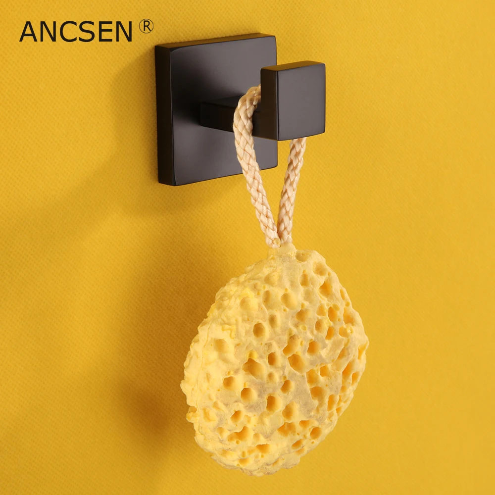 Матовый черный крючок для халата настенный полотенец ванной комнаты пальто из нержавеющей стали