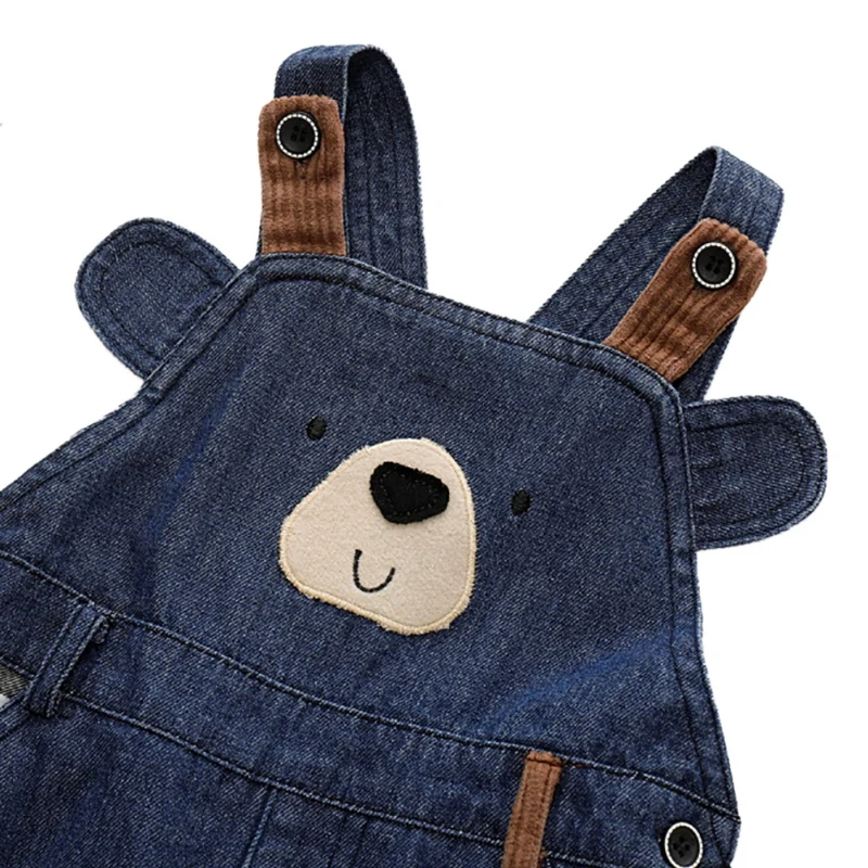 1 предмет; весенне-осенние Хлопковые Штаны с рисунком медведя для маленьких девочек; повседневные штаны на подтяжках; комбинезоны; брюки