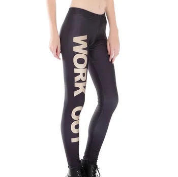 

New Fashion Digital Printing Letter Slim Ankle-length Pants Pink Leggings Legging Push Up
