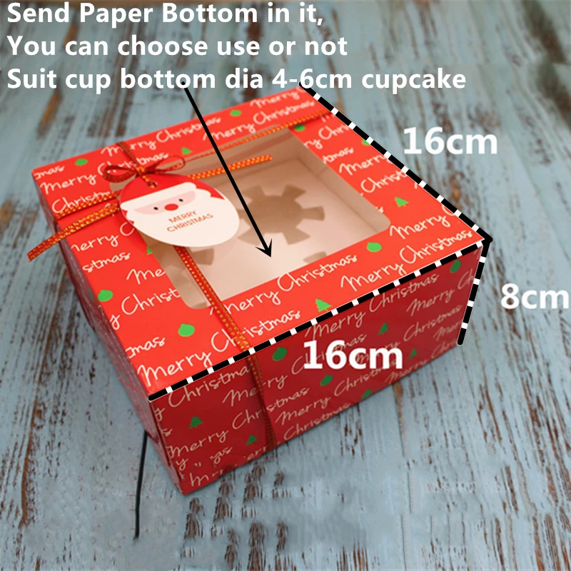 1 шт. Рождественская Подарочная коробка Рождественский капкейк коробка для конфет и печенья торт печенье Nougat шоколадные вечерние Paking коробка с лентой карты