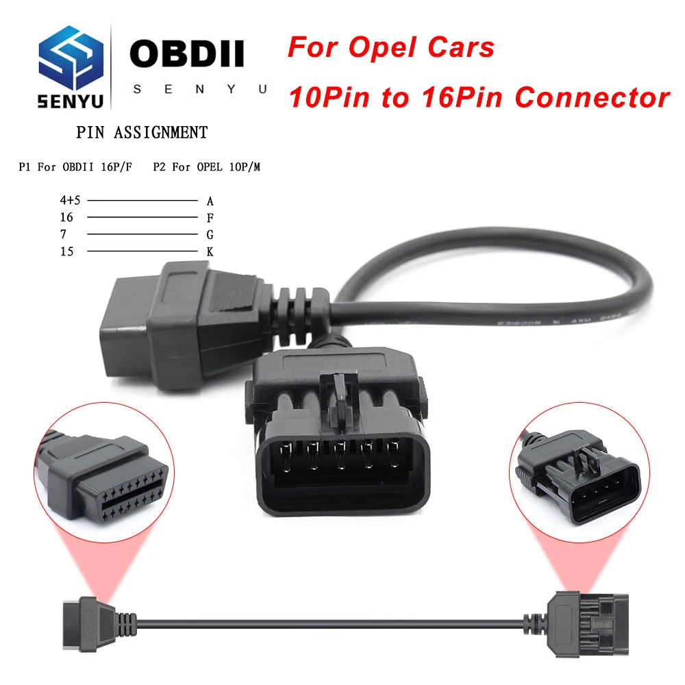 Для Opel 10 pin OBD к OBD2 16Pin разъем адаптера для OP COM OPCOM автомобильный диагностический