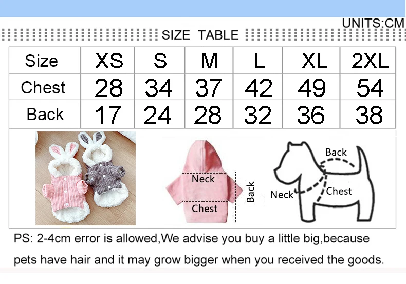 Новое поступление, XS-XL зимняя одежда для щенков, одежда для собак, костюмы для хеллоуина с кроликом, куртки для кошек, одежда для собак