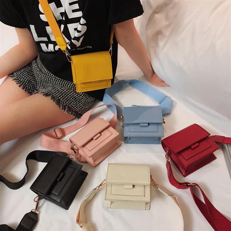 

Square Sling Bag Women's 2020 Korean-style INS New Style Square Sling Bag Wide-Strap Elegant Versatile Shoulder Bag Fashion