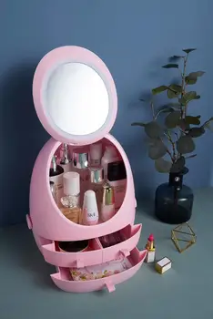 

USB Rechargeable Makeup Organizer Cosmetic Storage Box Portable Jewelry Container Dust-proof Designer desktop lockerDropshipping
