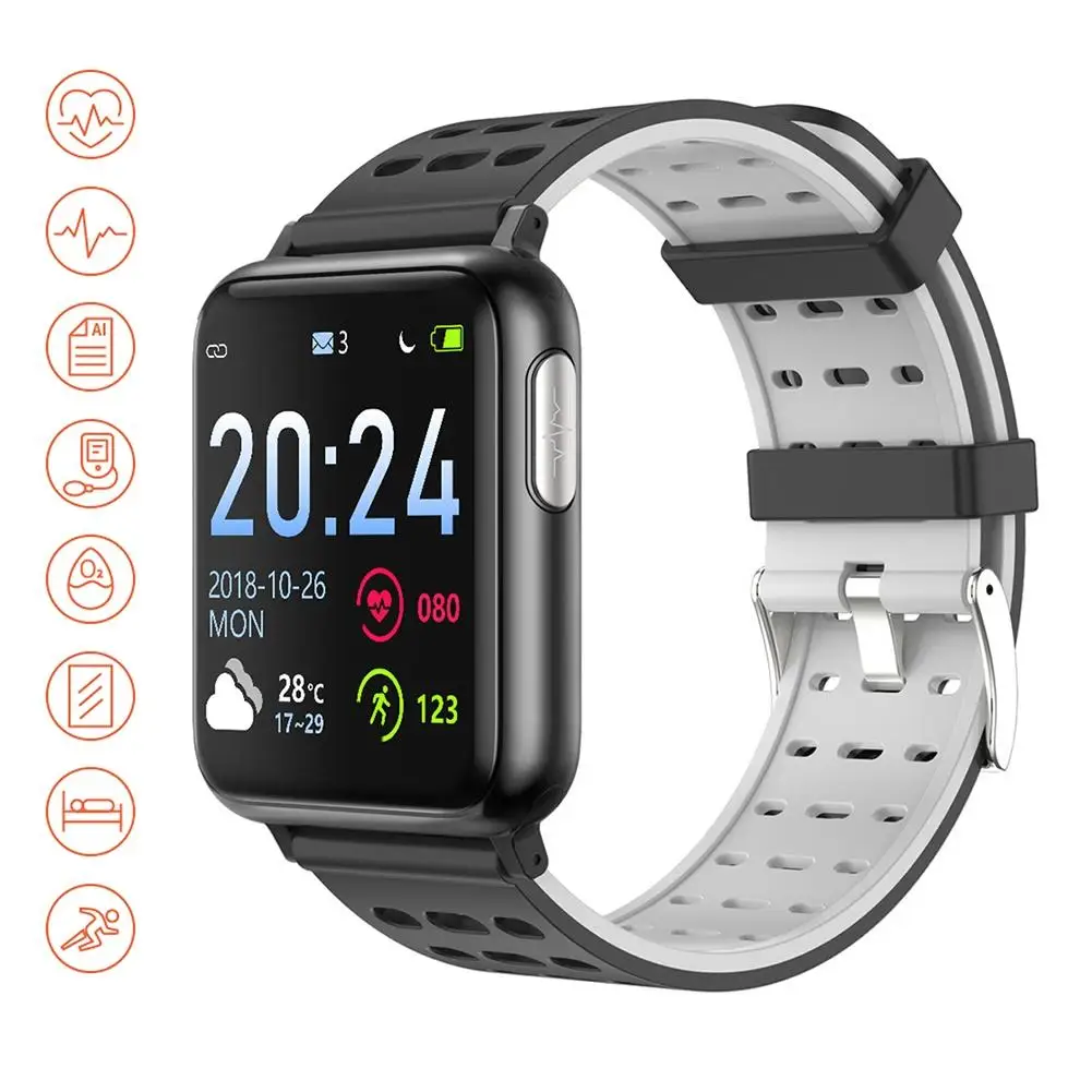  JSK V5 Waterproof ECG PPG Heart Rate Blood Pressure Activity tracker Monitor Sport Call Message Rem