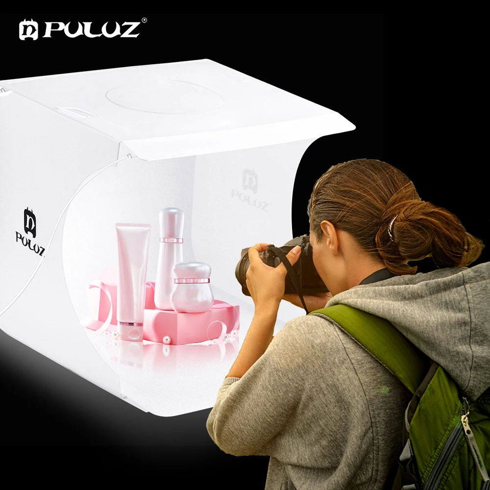 

PULUZ 20cm Mini Photo Studio Portable Photo Studio Foldable Photography Light Softbox Light Kit Photography Box Camera White Box